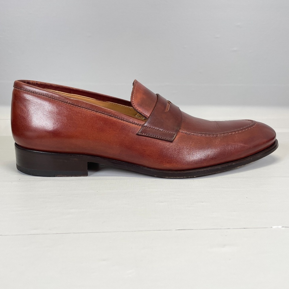 Ace Marks Penny Loafers Mens Size 11 D Brown Leather Slip On Dress Shoes - Italy